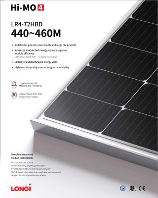 Tấm pin longi 445w 2 mặt kính cao cấp