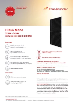 Tấm pin năng lượng mặt trờI canadian 545w